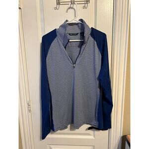Cutter & Buck Blue and White Striped Pullover 1/4 Zip